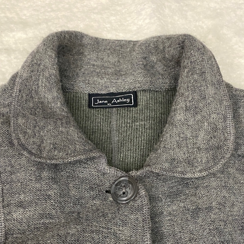 Jane Ashley Wool Blend Charcoal Button-Up Blazer - Picture 9 of 10